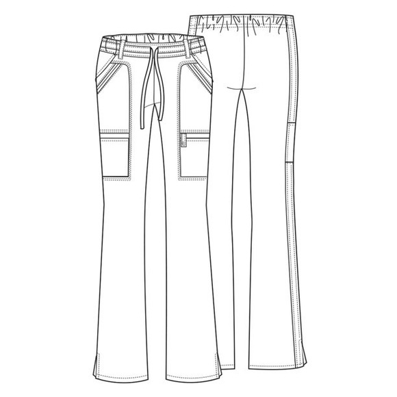 Scrubs Pant Low Rise Flare Leg Drawstring Cargo 21100 - Picture 6 of 12